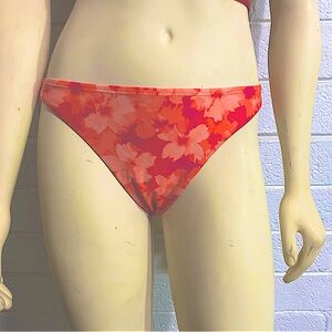 NEW Cheeky Bikini Bottoms Refuge Size Small Orange Pink Red Floral Low Rise Hip